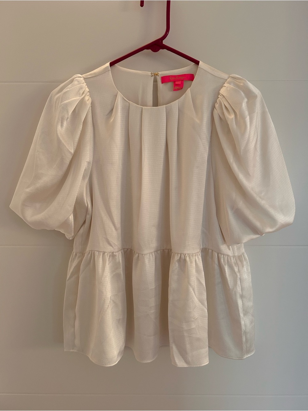 Lily Pulitzer Ivory Puff-Sleeve Peplum Top